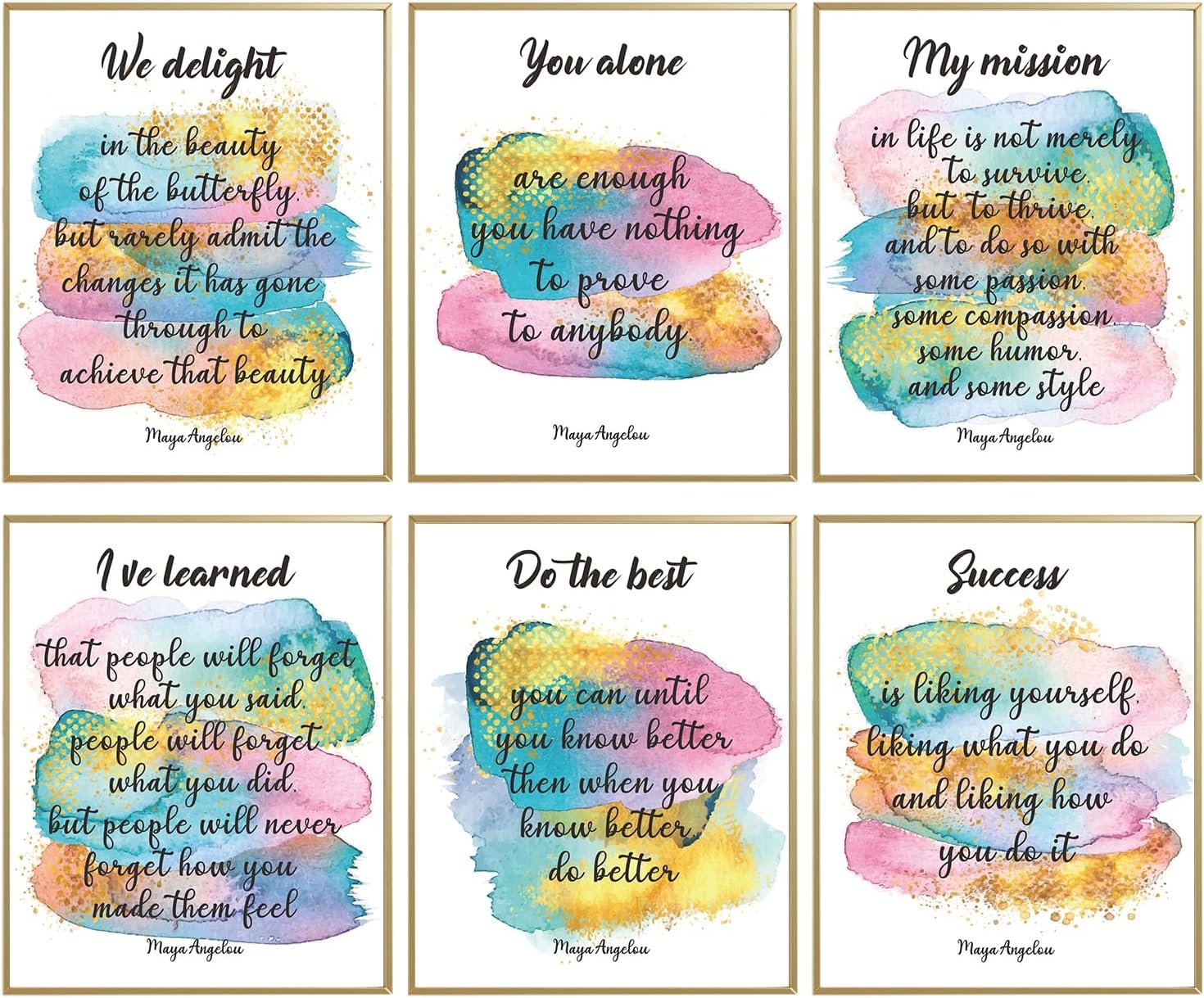 Maya Angelou Quotes Wall Art Positive Quotes Wall Decor, African American Wall Art, Motivational Poster Office Wall Art Decor For Women, Inspirational Art Print For Women Bedroom Decor(8″X10″)