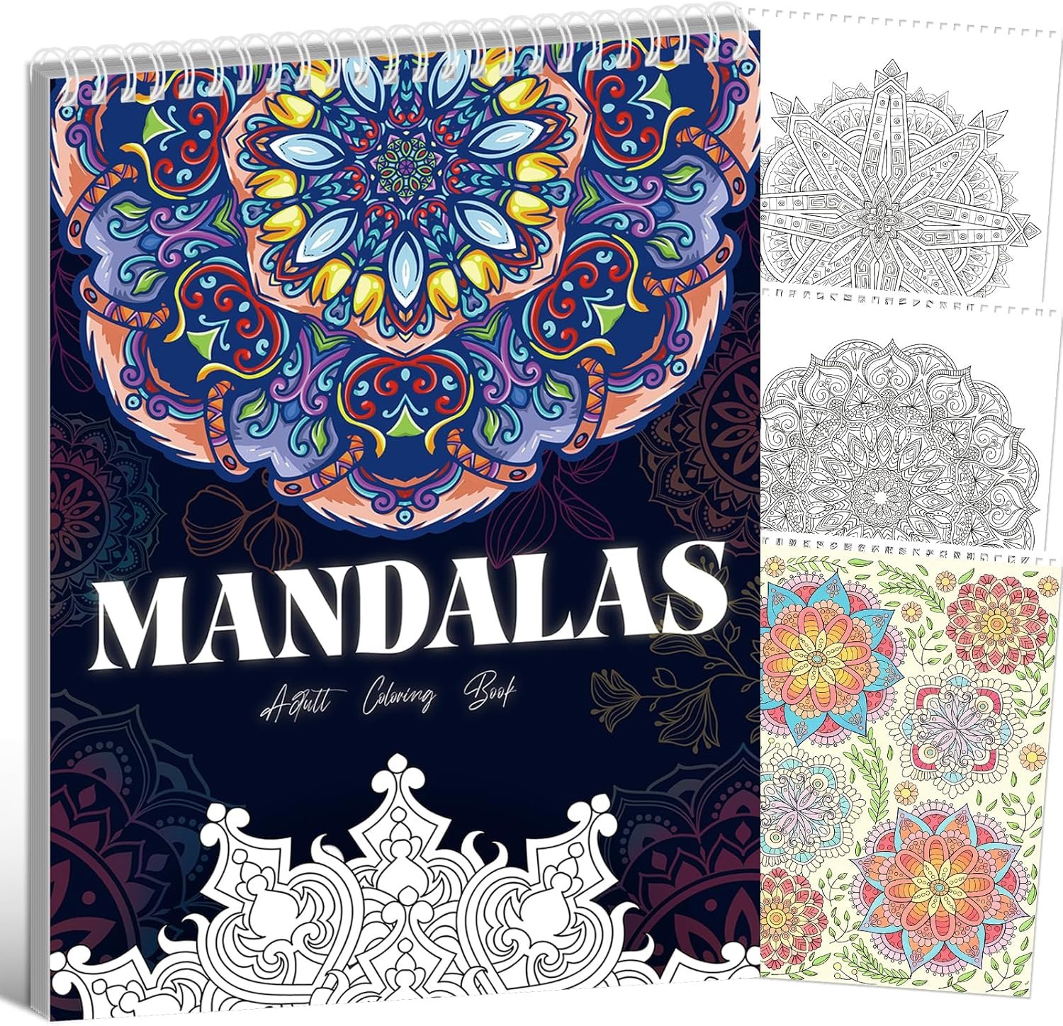 Kalysky Mandala Coloring Book for Adults – 30 Original Mandala Patterns and Designs, Adult Coloring Book Spiral Bound, Relaxation Coloring Books for Women Seniors, Thick Smooth Paper