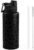 SANDJEST Black Leopard Skin Stainless Steel Water Bottle with Strap 32oz, Insulated Bottles with Straw and Spout Lid for Gym Sports Travel Outdoor, Gifts for Women Girls Birthday Christmas