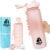 Pink Water Bottle Time Marker – Daily Intake Tracking – BPA Free & Leak Proof Protein Shake Bottle – Ideal for Gym, Office, School & Hiking – 32oz