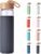 20 Oz Borosilicate Glass Water Bottles with Silicone Sleeve BPA Free, Dishwasher Safe – Reusable Clear Glass Drinking with Leak Proof Bamboo Lid | Perfect Gym Water Bottles for Men & Women