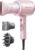 Wavytalk Hair Dryer with Diffuser, Blown Away Ionic Blow Dryer for Curly Hair with Comb, 1875W Fast Drying Hair Dryer with Ceramic Technology, 3 Attachments for All Hair Types, Light and Quiet, Pink