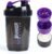 Protein Shaker Bottle,Sports Water Bottle,Leak Proof Shake Bottle For Protein Mixer,Non Slip 3 Layer Twist Off 3oz Cups with Pill Tray,Workout Shaker Bottle 16oz,Purple