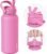 TOURIT 32 oz Insulated Water Bottle, Stainless Steel Water Bottles With Straw, Double Wall Vacuum Metal for Cold and Hot Drinks, Leak Proof BPA Free Flask for Sports and Travel, Hot Pink