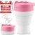 Protein Shaker Bottle Pink Collapsible – Food-Grade, Leakproof Lid 600mL 20oz Pink Shaker – Reusable Silicone Shaker Cups for Protein Shakes