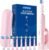 Rotating Electric Toothbrush for Adults, 8 Brush Heads (2 Types) & Travel Case, 5 Cleaning Modes Rechargeable Power Toothbrush with 2-Minute Smart Timer, Pink