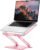 JCZT Adjustable Laptop Stand for Desk, Metal Foldable Laptop Riser, Portable Laptop Holder Mount, Ventilated Cooling Computer Notebook Stand for MacBook Air Pro, All 10-16” Notebooks Laptops, Pink