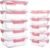 10 Pack Glass Food Storage Containers, Glass Meal Prep Containers with Lids Leak Proof, Microwave & Freezer Safe (34oz & 12oz)