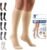 Truform 20-30 mmHg Compression Stockings for Men and Women, Knee High Length, Closed Toe, Beige, Large, 1 Pair