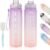 YC Kitchen Motivational Water Bottle with Time Marker- 32oz Water Bottles with Times to Drink, Leakproof & BPA Free Sports Water Bottle with Straw & Carry Strap for Fitness, Gym, and Outdoor Sports