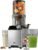 Cold Press Juicer, Wide Feed Chute Juicer Machines, Stainless Steel Slow Masticating Juicers Easy to Clean, Vegetables & Fruits Juice Extractor, High Juice Yield, Silver Knob