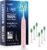 7AM2M Sonic Electric Toothbrush with 6 Brush Heads for Adults&Kids, One Charge for 120 Days, Wireless Fast Charge, 5 Modes, 40000VPM Powered Toothbrush, 2 Minutes Built in Smart Timer -Pink