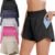 BALENNZ 5 Pack Womens Athletic Shorts with Zipper Pockets Activewear Elastic Waist Workout Gym Running Shorts