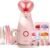 Pjordo Facial Steamer Spa Kit, 12 Skin Care Tools & 5 Jelly Mask Powder, Nano Ionic Steamer for Facial Deep Cleaning Unclog Pores Sinuses, Warm Mist Humidifier for Home SPA, Self Care Gifts for Women