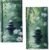 Zen Hand Towels Set of 2, Absorbent Green Bamboo Stones White Flowers Meditation Bathroom Kitchen Towels, Lightweight Breathable Face Towels for Bathroom Gym Hotel
