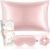 Miss Adola Mulberry Silk Pillowcase Set – 1 Pc Silk Pillowcase with Eye Mask & Scrunchie, Soft Standard 20″x26″ Pillow Case for Hair and Skin, Sleeping Gift for Women, Blush Pink