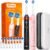 Bitvae Rotating Electric Toothbrush 2 Packs for Adults with Pressure Sensor, Gifts for Men/Women, 5 Modes Rechargeable Power Toothbrush with 8 Brush Heads, Black & Pink, R2