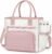 HOMESPON Insulated Lunch Bag Women Wide Opening Adult Lunch Box Large Leakproof Cooler Bag for Work Picnic Beach Family College Lunch Teacher Tote Bag with Adjustable Shoulder Strap Cup Holder(Pink)