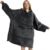 Krifey Wearable Blanket Hoodie, Oversized Sherpa Fleece Sweatshirt with Giant Pocket, Birthday Gifts for Women, Mom, Sister, Dark Gray
