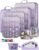 Veken 9/11 Set Compression Packing Cubes for Travel Essentials,Compressible Expandable Large Luggage Suitcase Organizer Bags for Clothing,Durable Space Saver Storage Bags(Light Purple)