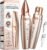 VG VOGCREST Eyebrow & Facial Trimmer: 2 in1 Rechargeable Facial Hair Removal & Eyebrow Shaver – Body Razor with Built-in LED Light (Rose Gold)