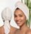 Hair Towel Wrap for Women, Bamboo Made for Advanced Absorption & Fast Drying, Anti-Frizz & Curl Friendly, Superior Alternative to Microfiber Hair Towel Wrap, Includes Elastic Strap, Ivory White 1-Pack