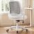 NEO CHAIR Office Desk Gaming Ergonomic Computer Chair with Lumbar Back Support Adjustable Height Swivel Rolling Wheels Flip-up Arms Mesh Chair for Home Vanity (Ivory)
