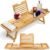 SereneLife Bath Caddy Breakfast Tray Combo – Natural Bamboo Wood Waterproof Tub and Bed with Folding Slide-Out Arms, Device Grooves, Wine Glass Soap Holder