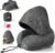 Travel Pillow with Extra Large Hood for Airplane Long Flights Privacy and Comfort Memory Foam with Skin-Friendly Cover for Road Trip Head&Neck Support for Plane Office Cars Sleeping & Rest (Grey)