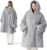 Bedsure Wearable Blanket Hoodies, Blanket Hoodie as Mothers Day Birthday Gifts for Mom Women, Warm Cozy Soft Sweatshirt Hooded Blankets for Women Men Adults, Grey, Standard