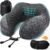 ExploreBliss Travel Pillow, Travel Pillows for Sleeping Airplane, Neck Pillow Airplane, Memory Foam Neck Pillow Set with Eye Mask, Earplugs and Storage Bag -Grey