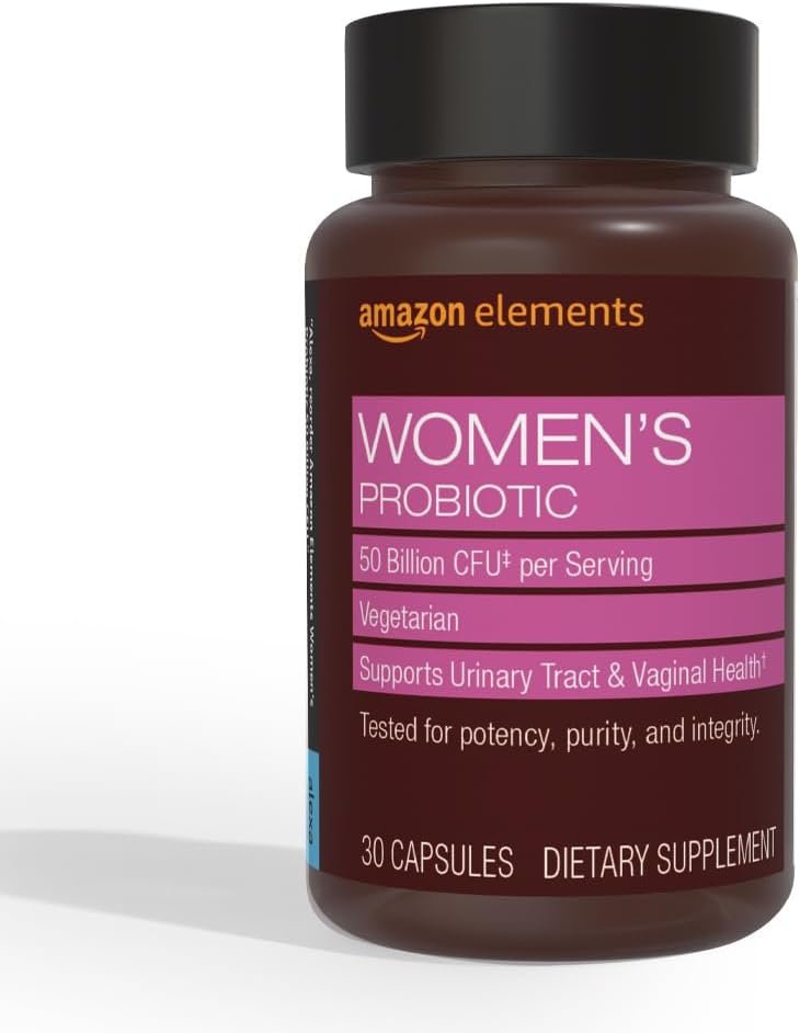 Amazon Elements Women’s Probiotic, 50 Billion CFU, 7 Strains Blend, Supports Urinary & Vaginal Health, 30 Capsules