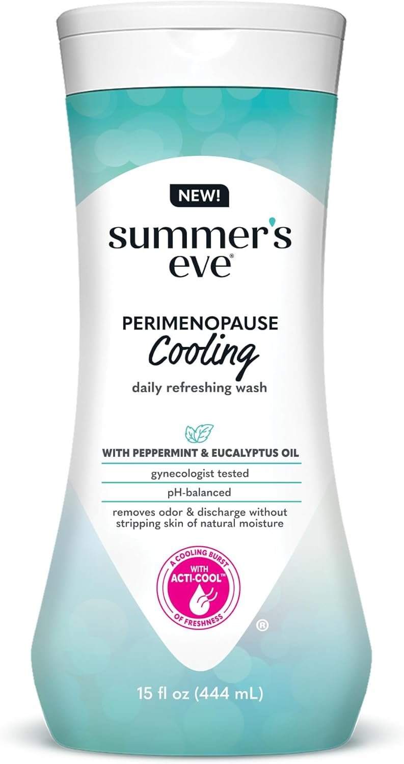 Summer’s Eve Perimenopause Cooling Wash, Cooling pH-Balanced Formua with Eucalyptus to Remove Odor, 15 Fl Oz