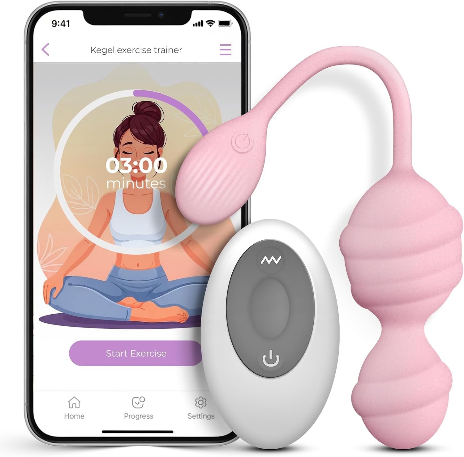 Muscle Trainer with App for Women, 5 Training Modes, Body Exercise Device, Silicone Muscle Exerciser, Portable Health Care Equipment for Daily Workout, Pink