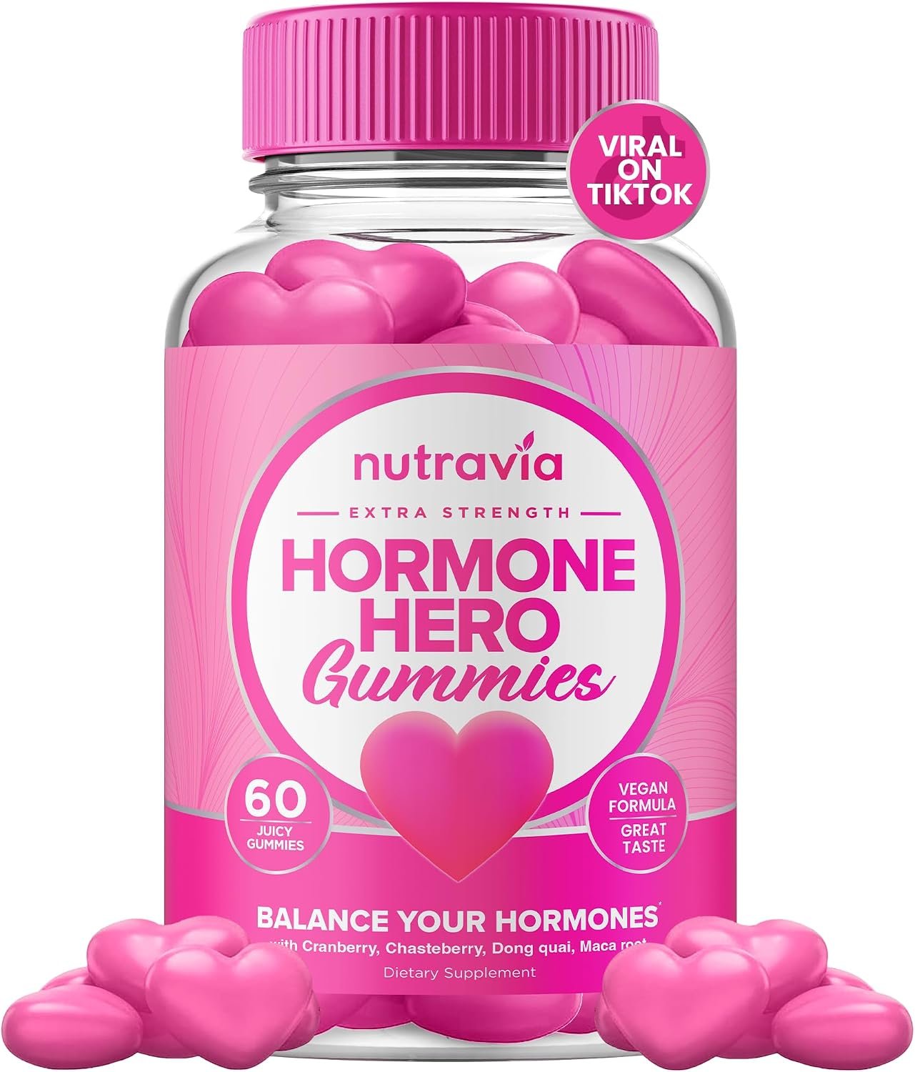Hormone Balance For Women Gummies + PMS Relief Supplement – Supports Mood Swings, Clear Skin, Reduced Cramps and Bloating – Hormonal PMS Gummies PCOS Vitamin with Cranberry, Dong Quai (60 Gummies)