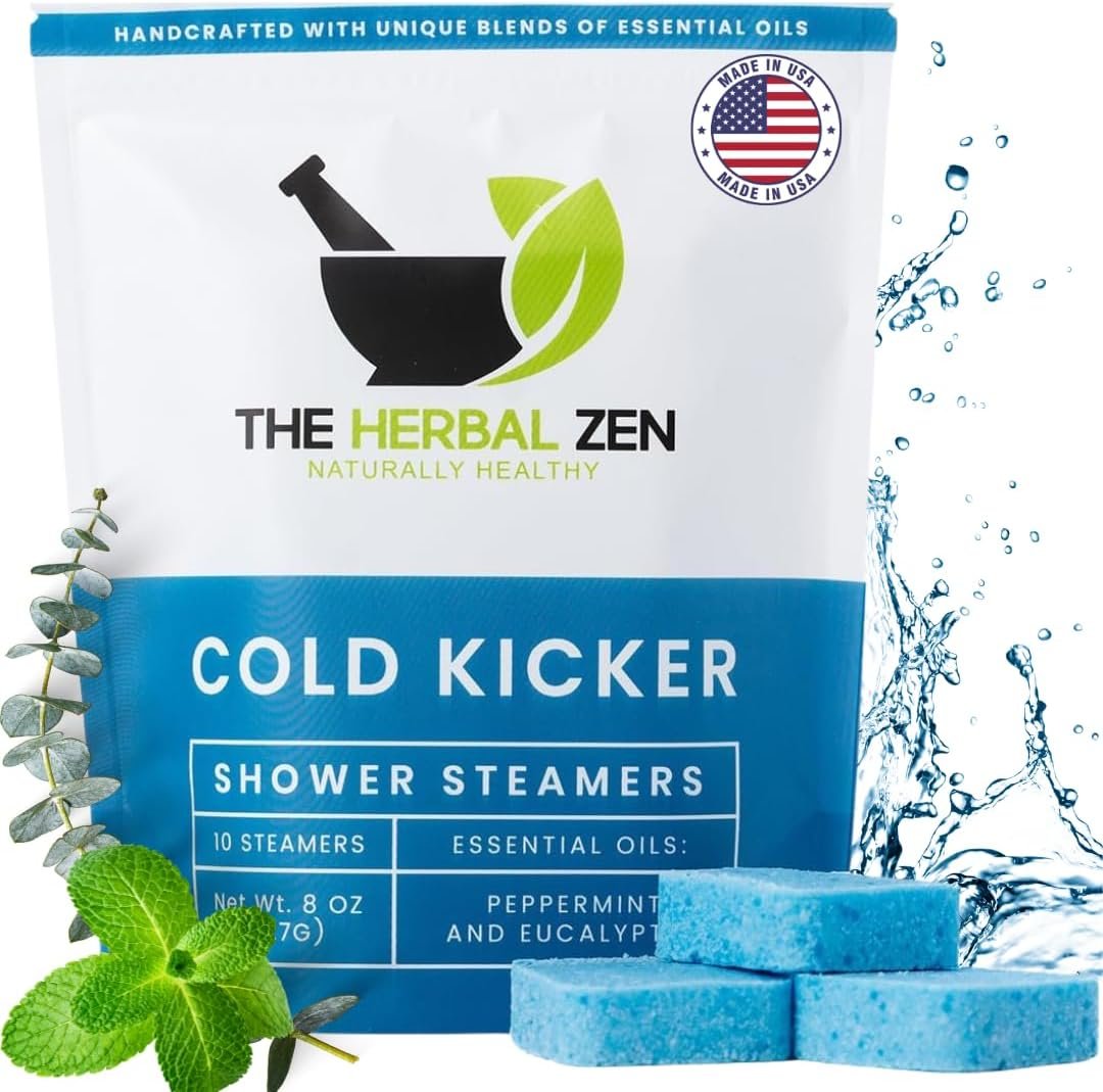 Cold Kicker Shower Steamers Aromatherapy for Relief – USA Made – Peppermint & Eucalyptus Shower Bomb Tablets – Valentines Day Gift for Her and Him – Soothing Natural Essential Oils (10 Pack)