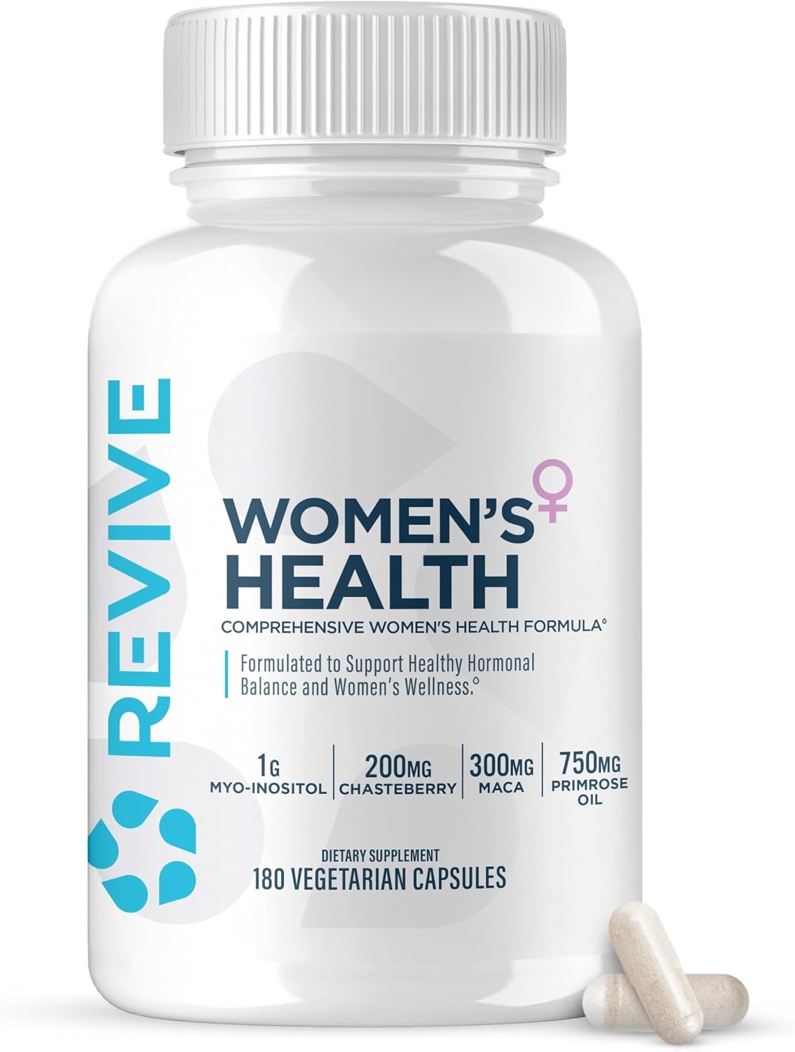 Revive MD Hormone Balance for Women – Hormone Support Supplement w/Myo-Inositol, Chaste Berry, DIM, Vitamins C & E, Evening Primrose Oil – Health & Hormonal Balance (180 Capsules, 30 Servings)