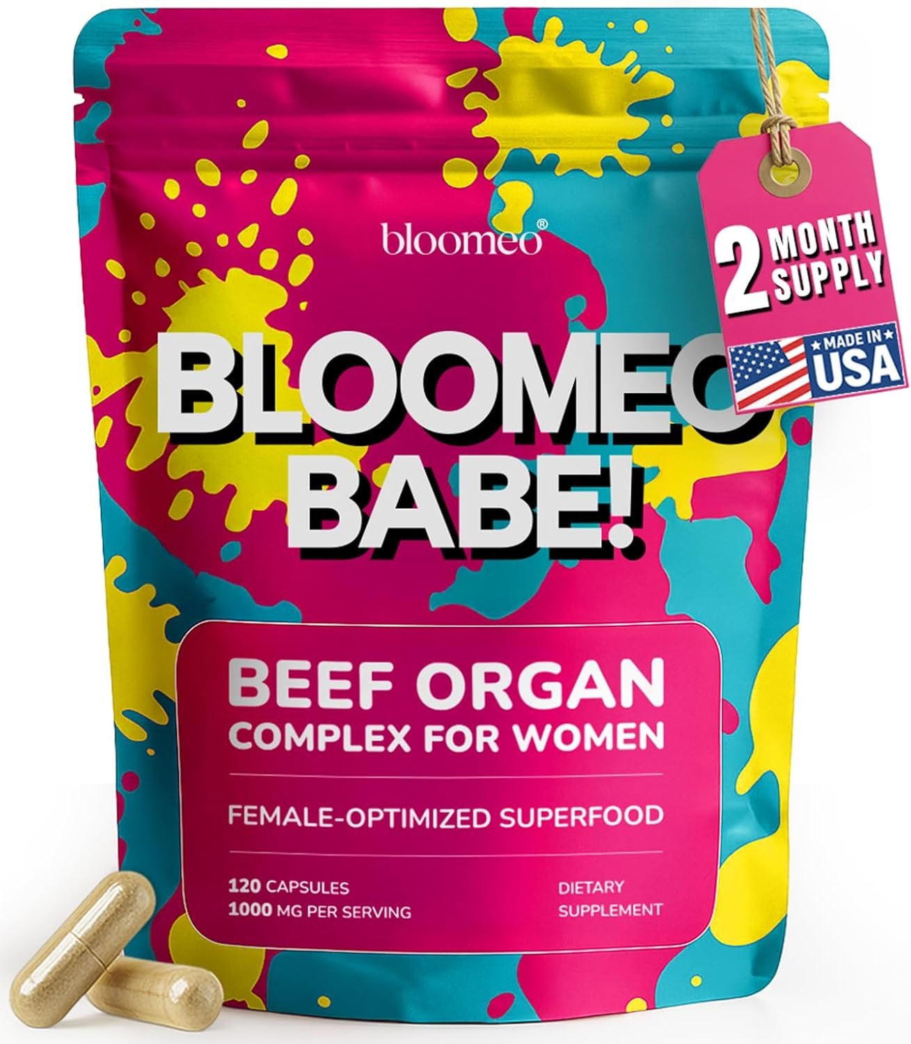 Beef Organ Supplement for Women – Grass Fed Liver, Uterus, Ovary, Heart, Kidney – 30+ Nutrients to Support Hormone Balance, Cycle Health, Energy, Immunity, Skin & Hair – USA-Made & 3rd Party Tested