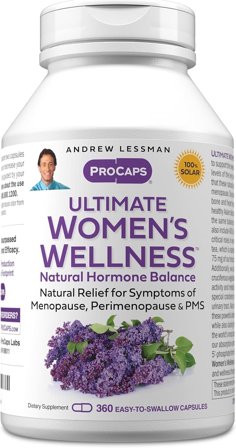 ANDREW LESSMAN Ultimate Women’s Wellness 360 Capsules – Naturally Relieves Menopause Symptoms, PMS, Perimenopause with Soy Isoflavones, EGCG, Cranberry, Indole-3-Carbinol. Easy to Swallow Capsules