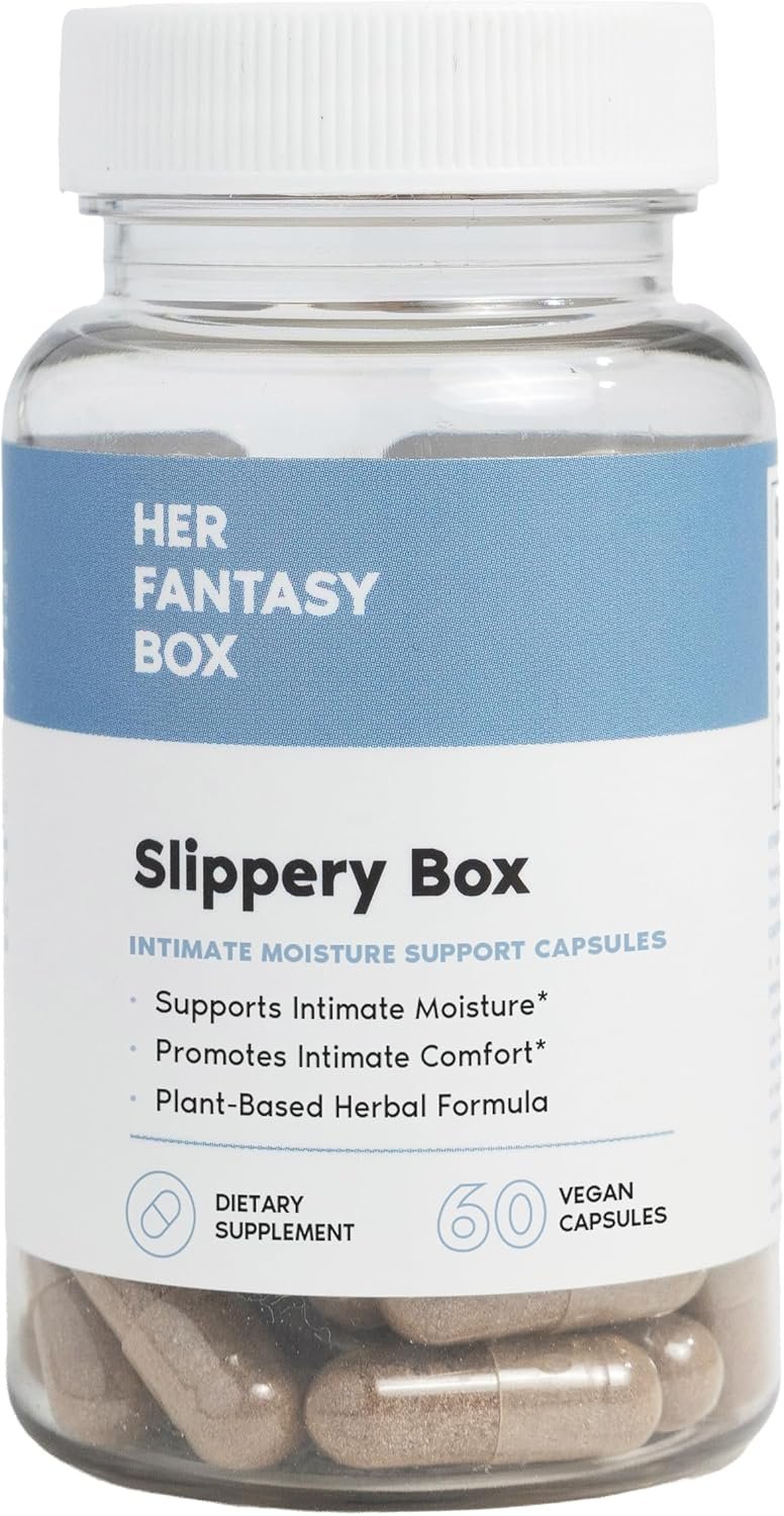 Her Fantasy Box | Slippery Box | Fast-Acting Slippery Elm Capsules for Feminine Wellness & Intimate Moisture Support – 60 Vegan Capsules